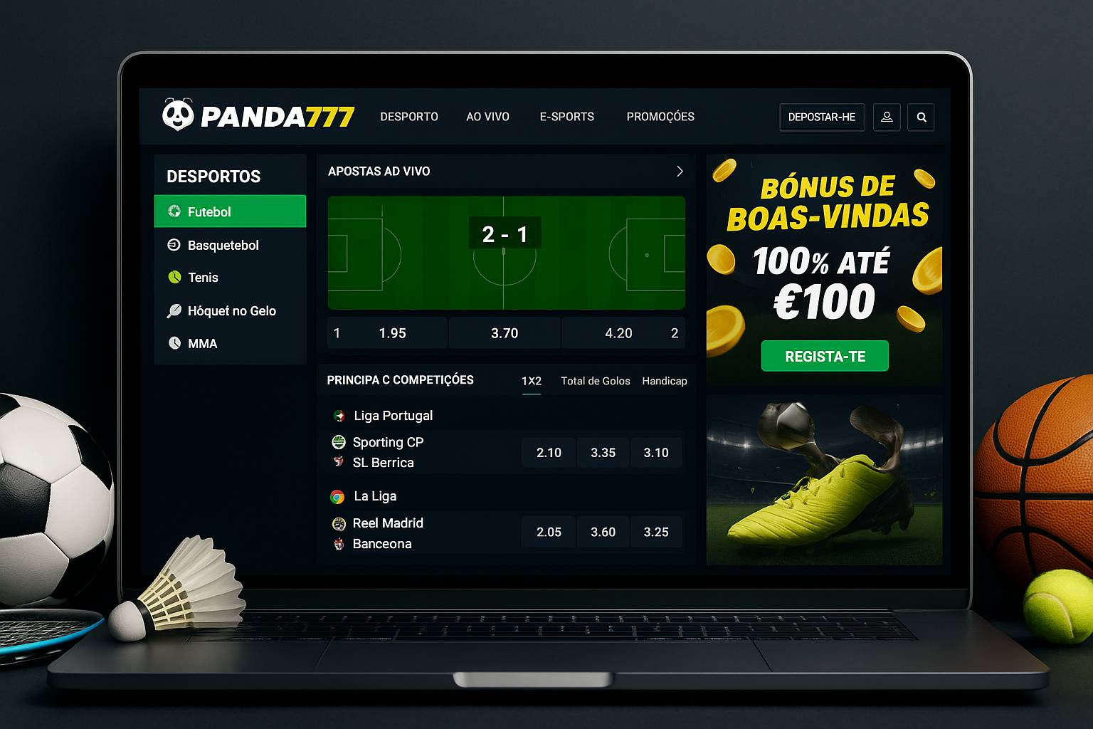 Aposte em apostas esportivas no cassino online PANDA777